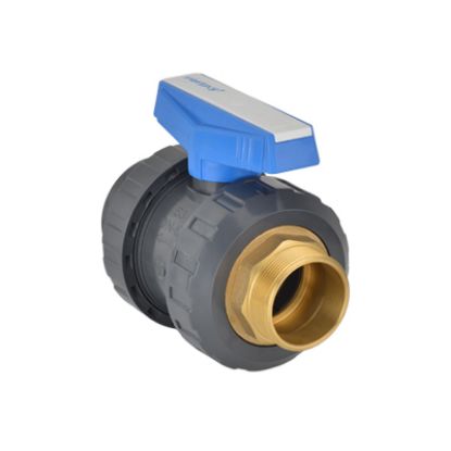 Picture of U-PVC ONE SIDE BRASS FEMALE THREADED ONE SIDE BRASS MALE THREADED TRUE UNION BALL VALVE FOR WATER