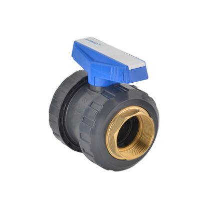 Picture of U-PVC ONE SIDE BRASS FEMALE THREADED SOLVENT CEMENT TRUE UNION BALL VALVE FOR WATER