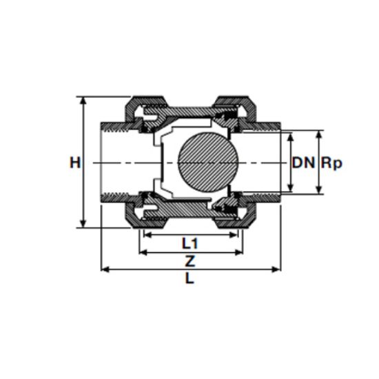 Picture of U-PVC BOTH SIDES FEMALE THREADED BALL CHECKVALVE