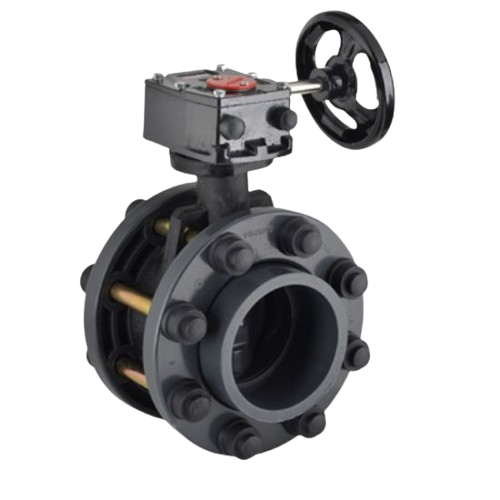 Н-ПВХ редуктор бабочка клапан с маховиком и фланец 304 нержавеющая для Asid