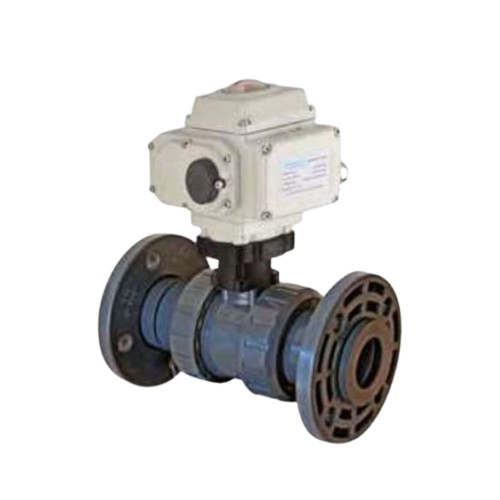 U-PVC Electric Actuated Glued Muffle Ball Low Resistance Acid Valve Flange Connection 110-260 V AC