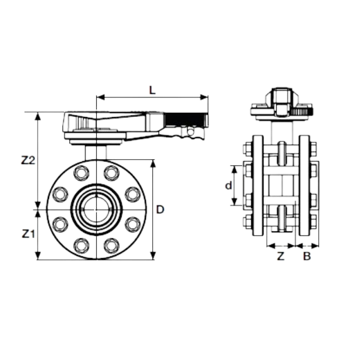 Н-ПВХ поворотный клапан с фланцевым адаптером с 304 нержавеющей для воды
