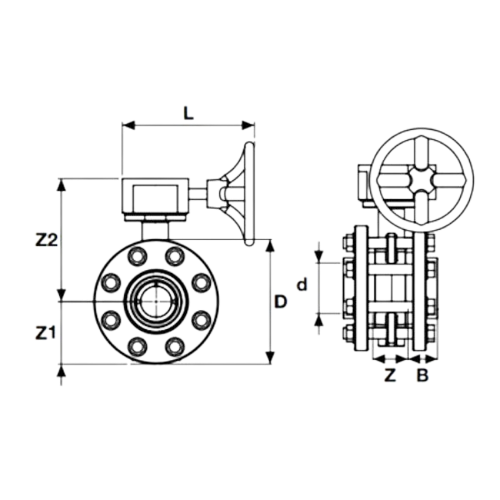 Н-ПВХ редуктор бабочка клапан с маховиком и фланец 304 нержавеющая для Asid