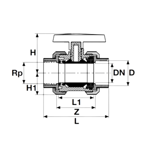 U-PVC One Side Brass Female Threaded Solvent Cement True Union Ball Valve For Water
