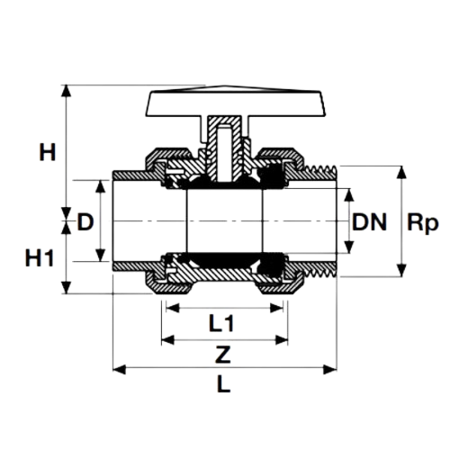U-PVC One Side Brass Male Threaded Solvent Cement True Union Ball Valve For Water