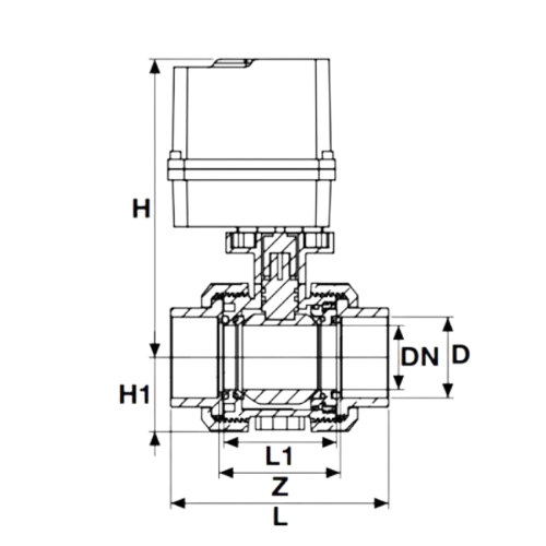 U-PVC Electric Actuator Solvent Cement True Union Ball Valve 110-260 V AC