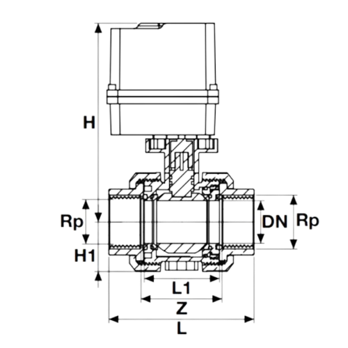 U-PVC True Union Ball Valve With Electric Actuator Both Sides Female Threaded 110-260 V AC