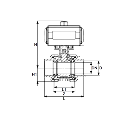 U-PVC Pneumatic Actuator True Union Ball Valve Double Effect