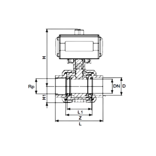 U-PVC Pneumatic Actuator True Union Ball Valve Both Sides Female Threaded Double Effect