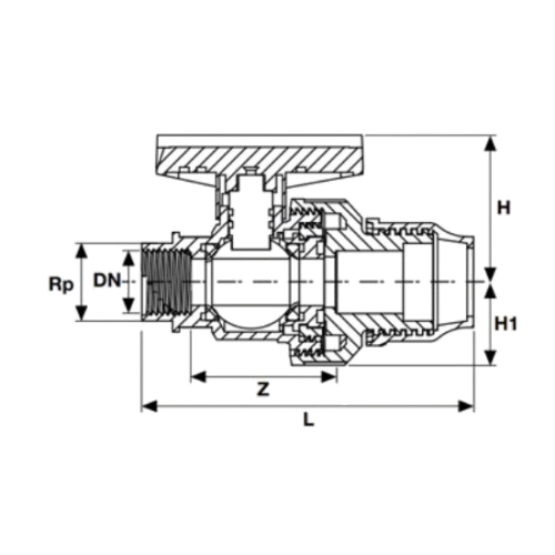 Válvula de bola U-PVC de un solo lado con rosca interna y salida de acoplamiento de un solo lado