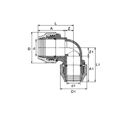 Codo reductor de acoplamiento – Serie azul