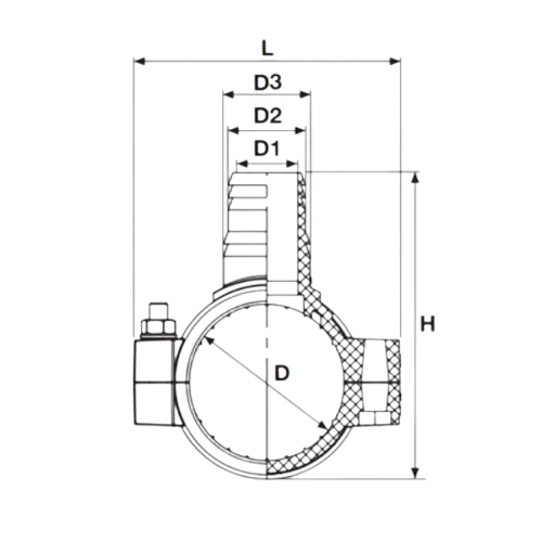 Colgante de enchufe con salida para adaptador de manguera