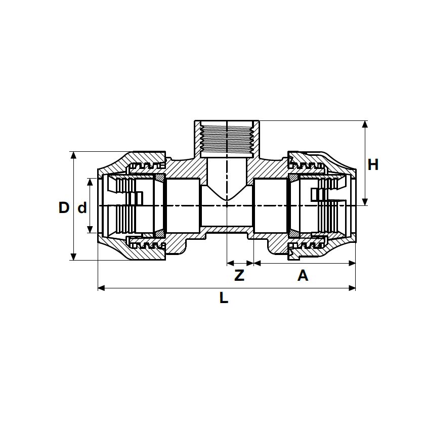 Acoplamiento Hembra Te Anillo Metálico
